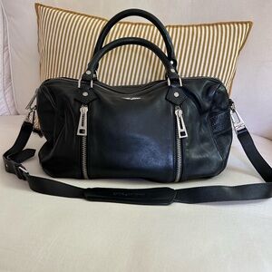 Zadig and voltaire black Leather Handbag with Silver Accents